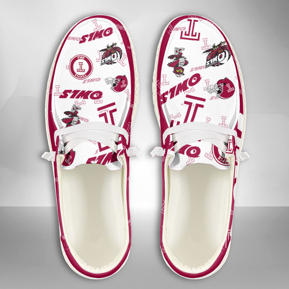 JWFancy NCAA Temple Owls Hey Dude Shoes Wally Men's Lace Up Loafers Comfortable For Men And Women
