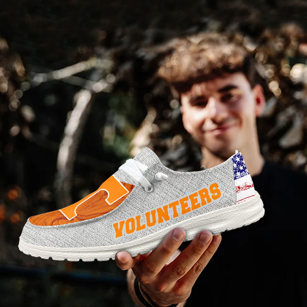 JWFancy NCAA Tennessee Volunteers Hey Dude Shoes Wally Men's Lace Up Loafers Comfortable For Men And Women