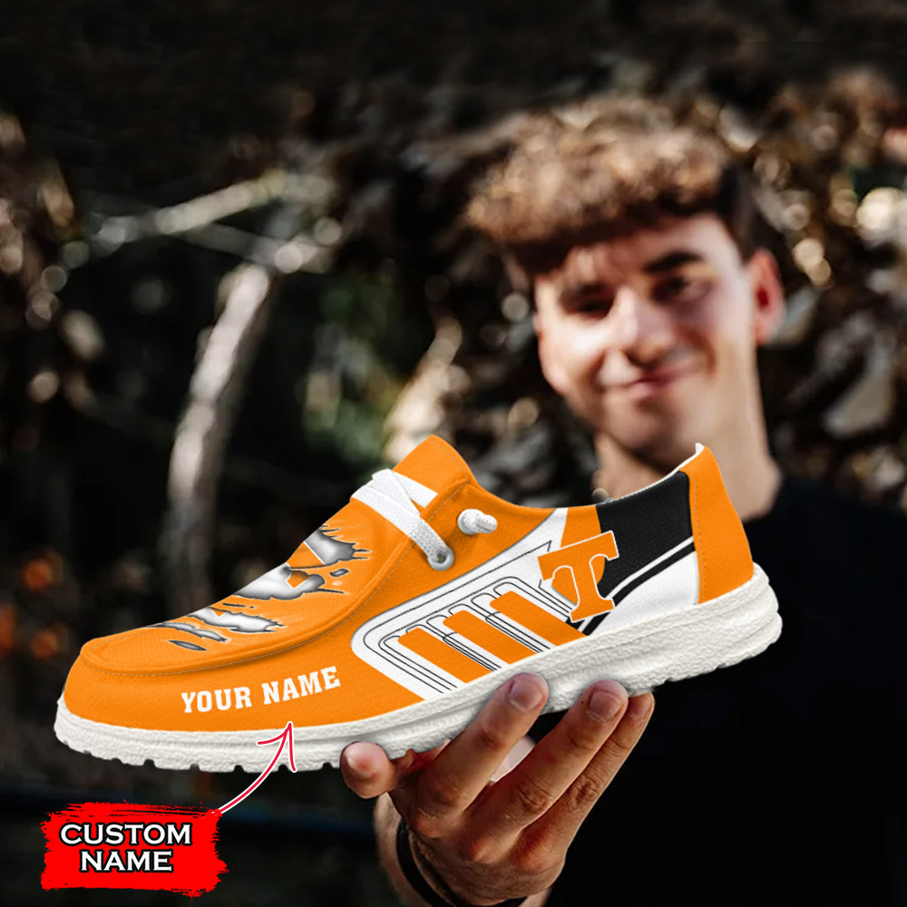 JWFancy NCAA Tennessee Volunteers Hey Dude Shoes Wally Men's Lace Up Loafers Comfortable For Men And Women