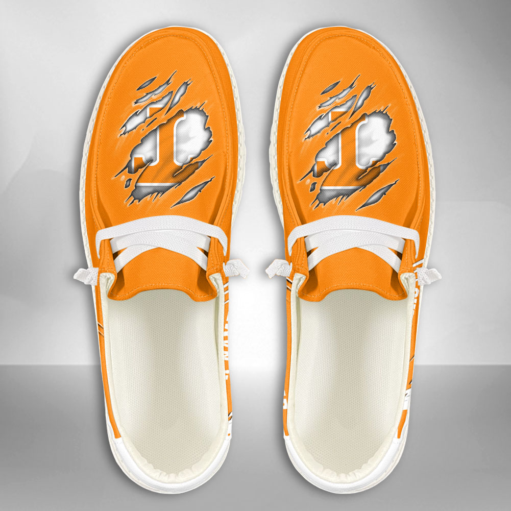 JWFancy NCAA Tennessee Volunteers Hey Dude Shoes Wally Men's Lace Up Loafers Comfortable For Men And Women