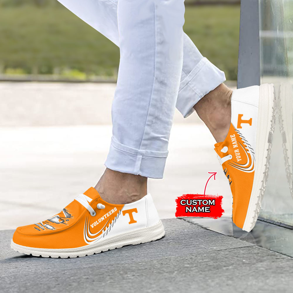 JWFancy NCAA Tennessee Volunteers Hey Dude Shoes Wally Men's Lace Up Loafers Comfortable For Men And Women