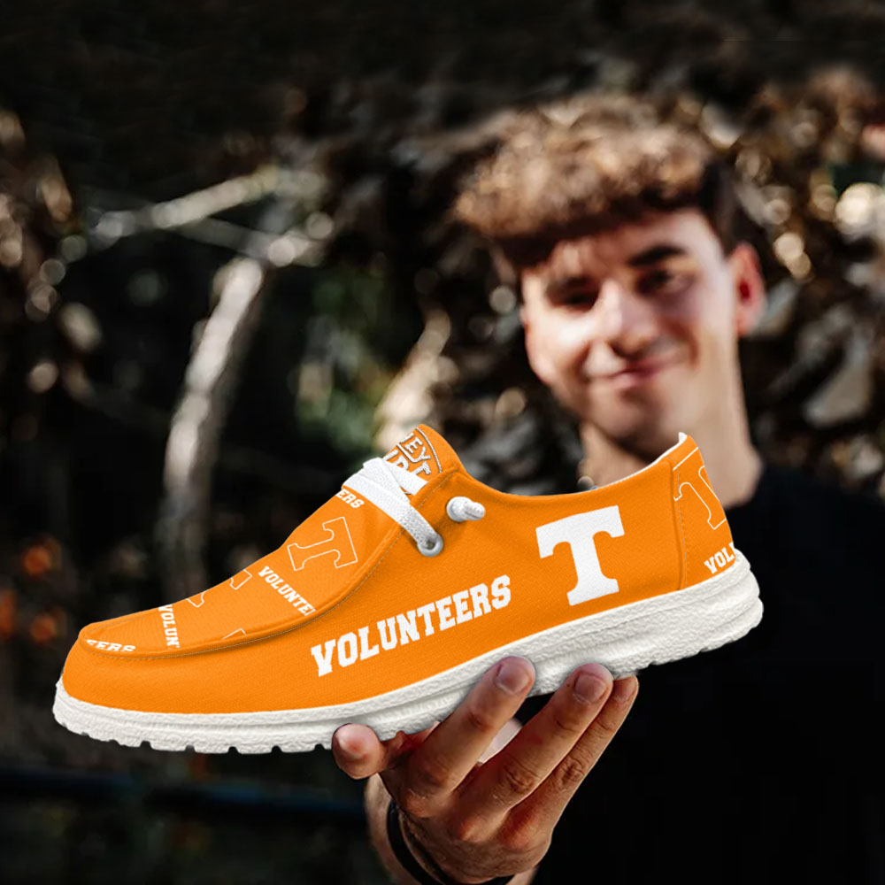 JWFancy NCAA Tennessee Volunteers Hey Dude Shoes Wally Men's Lace Up Loafers Comfortable For Men And Women
