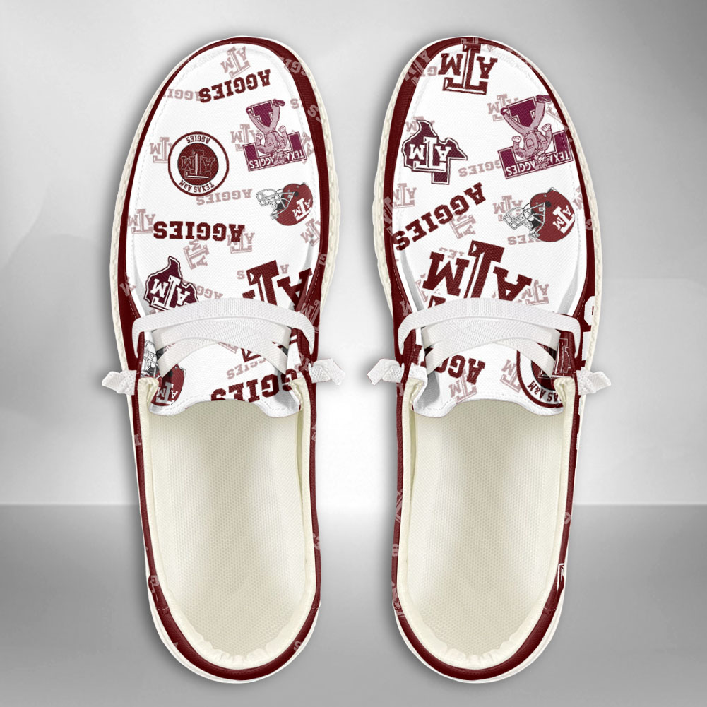 JWFancy NCAA Texas A&M Aggies Hey Dude Shoes Wally Men's Lace Up Loafers Comfortable For Men And Women