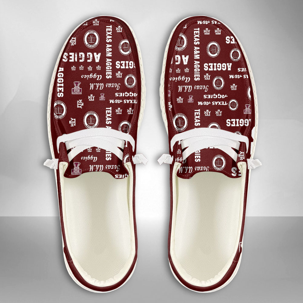 JWFancy NCAA Texas A&M Aggies Hey Dude Shoes Wally Men's Lace Up Loafers Comfortable For Men And Women