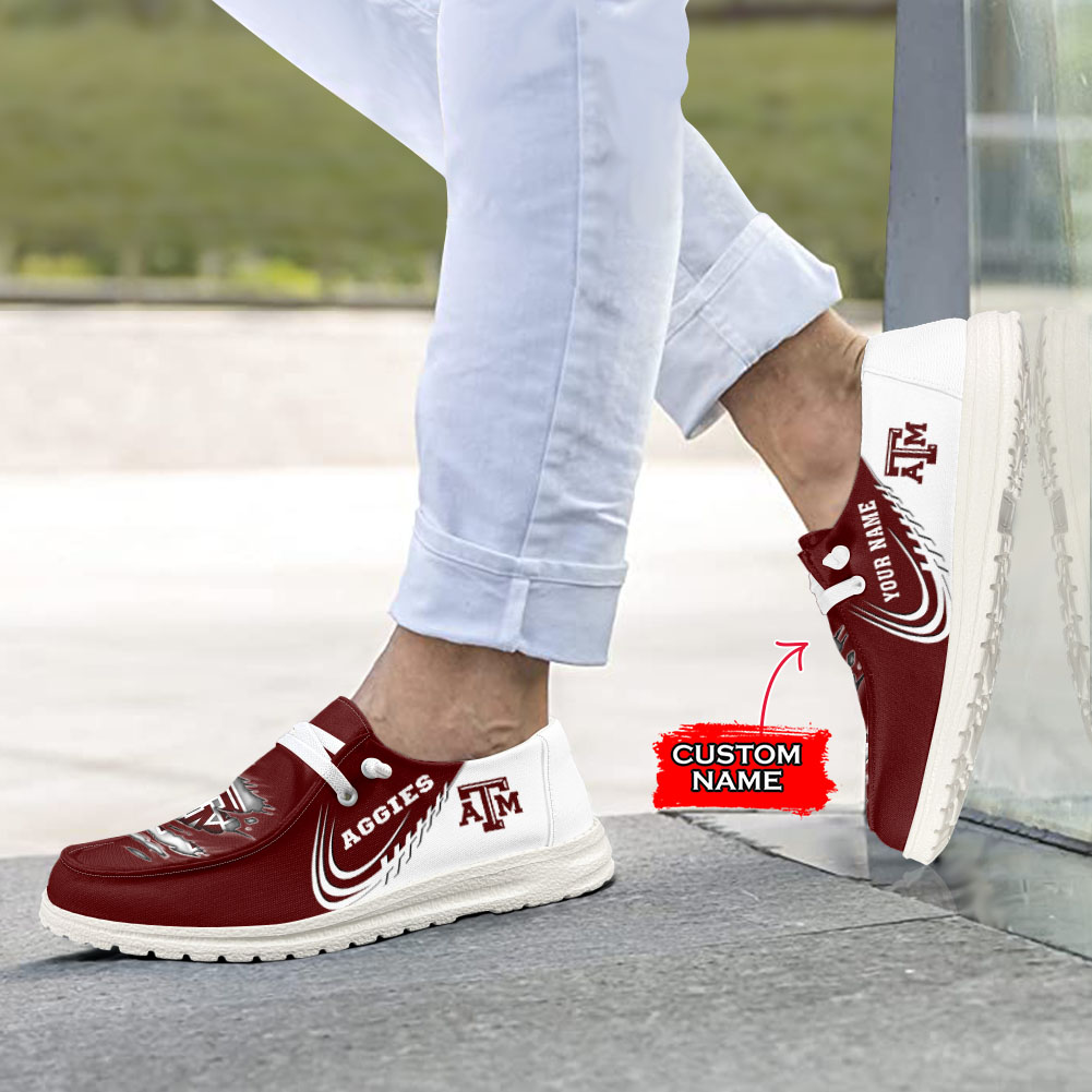 JWFancy NCAA Texas A&M Aggies Hey Dude Shoes Wally Men's Lace Up Loafers Comfortable For Men And Women