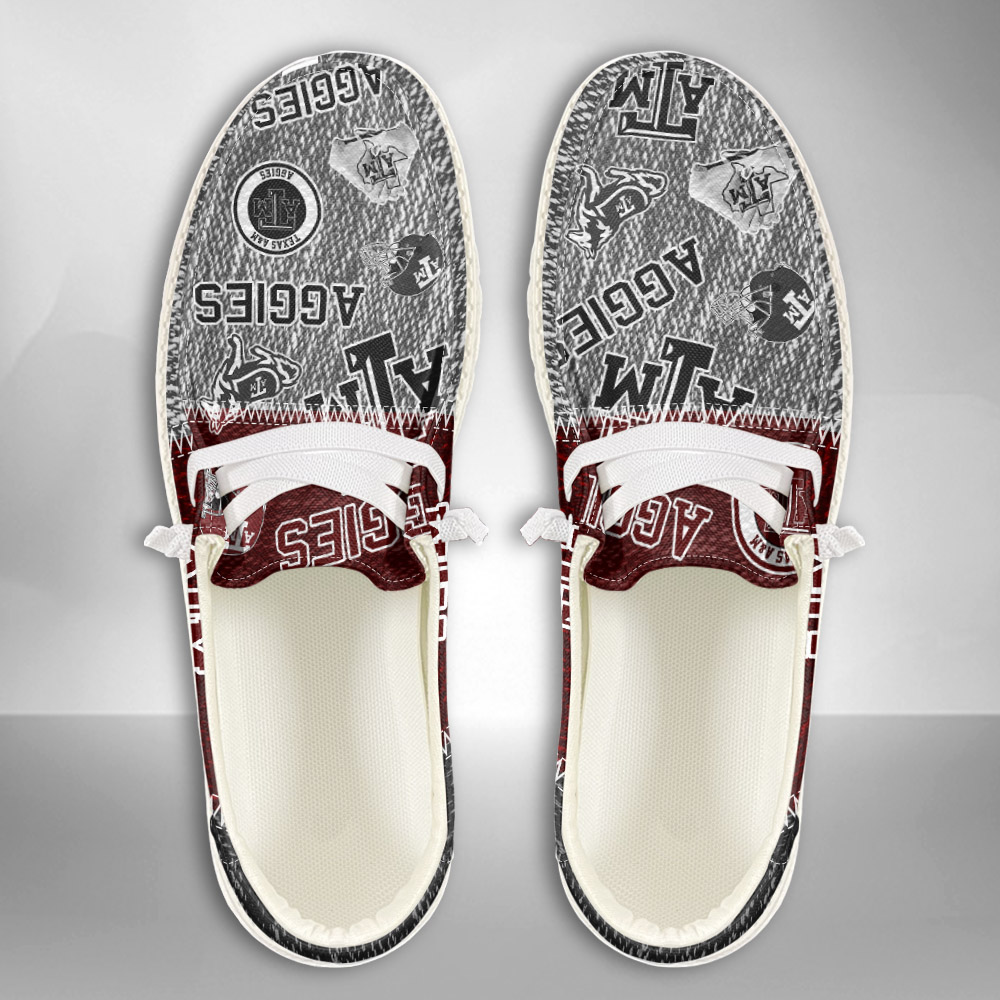 JWFancy NCAA Texas A&M Aggies Hey Dude Shoes Wally Men's Lace Up Loafers Comfortable For Men And Women