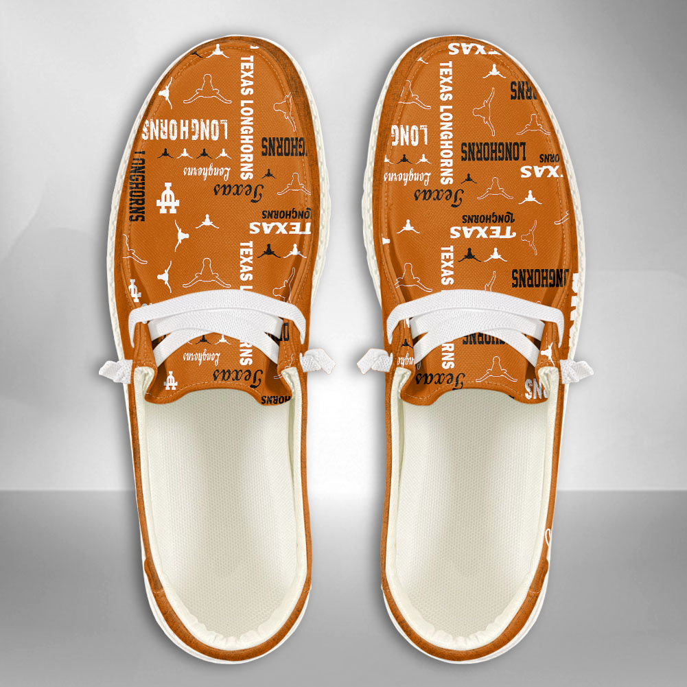 JWFancy NCAA Texas Longhorns Hey Dude Shoes Wally Men's Lace Up Loafers Comfortable For Men And Women