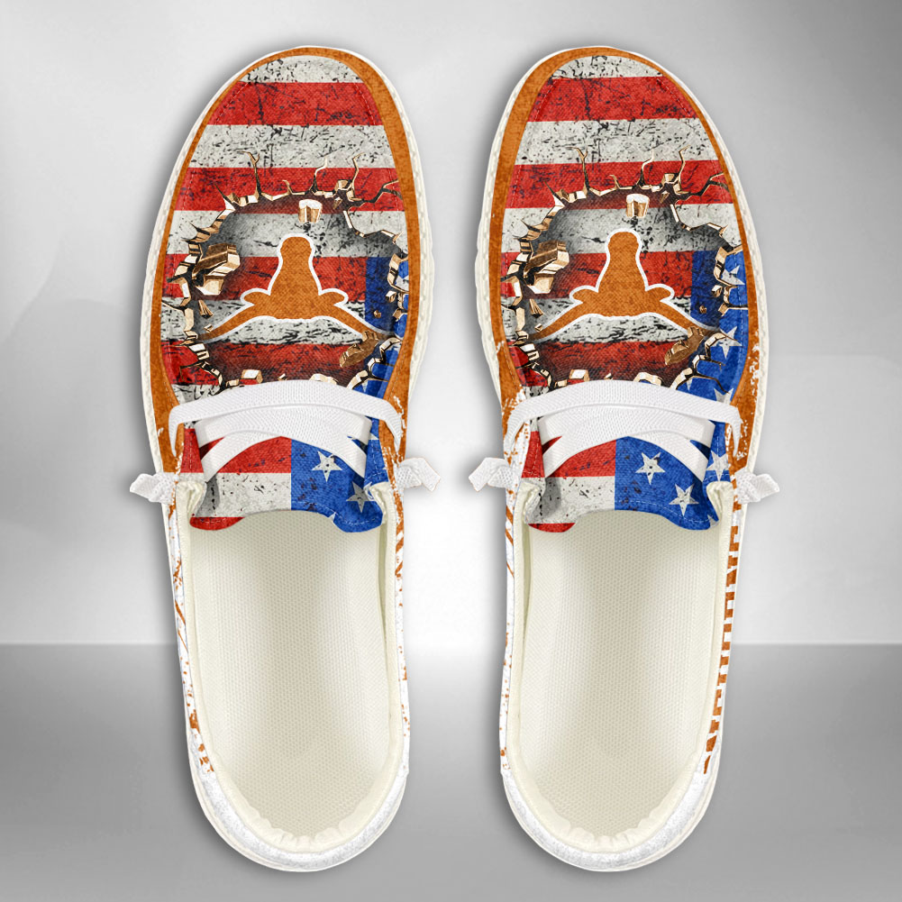 JWFancy NCAA Texas Longhorns Hey Dude Shoes Wally Men's Lace Up Loafers Comfortable For Men And Women