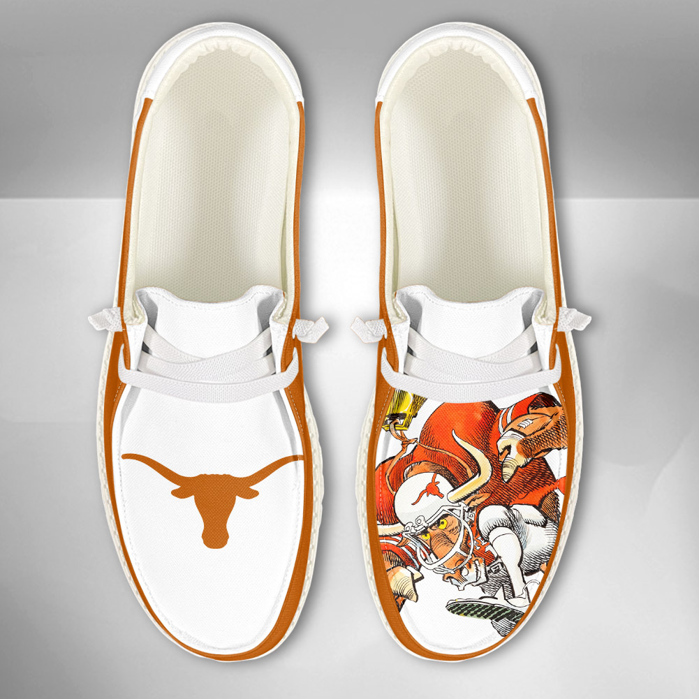 JWFancy NCAA Texas Longhorns Hey Dude Shoes Wally Men's Lace Up Loafers Comfortable For Men And Women