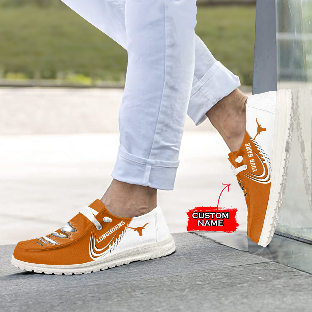 JWFancy NCAA Texas Longhorns Hey Dude Shoes Wally Men's Lace Up Loafers Comfortable For Men And Women