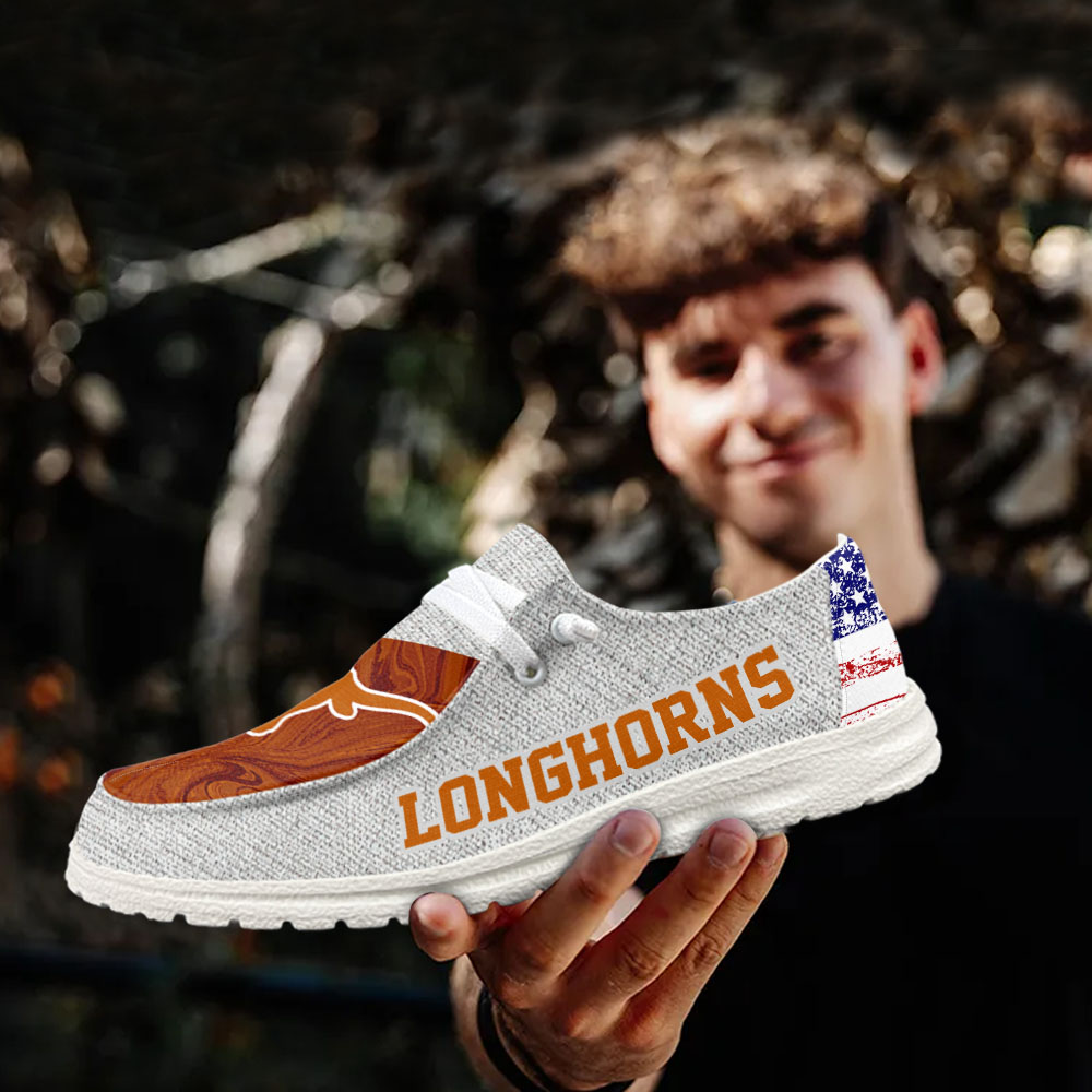 JWFancy NCAA Texas Longhorns Hey Dude Shoes Wally Men's Lace Up Loafers Comfortable For Men And Women