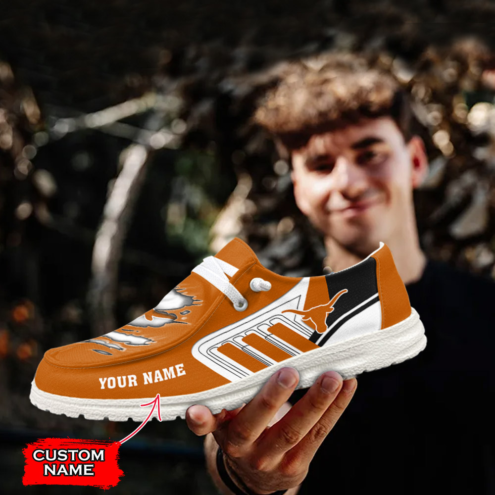 JWFancy NCAA Texas Longhorns Hey Dude Shoes Wally Men's Lace Up Loafers Comfortable For Men And Women