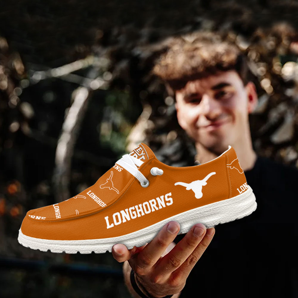 JWFancy NCAA Texas Longhorns Hey Dude Shoes Wally Men's Lace Up Loafers Comfortable For Men And Women