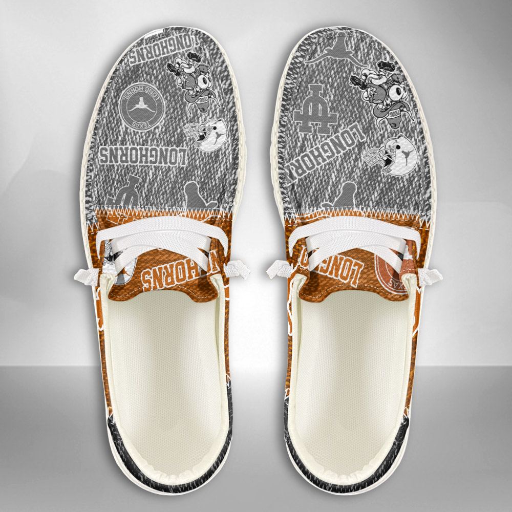JWFancy NCAA Texas Longhorns Hey Dude Shoes Wally Men's Lace Up Loafers Comfortable For Men And Women