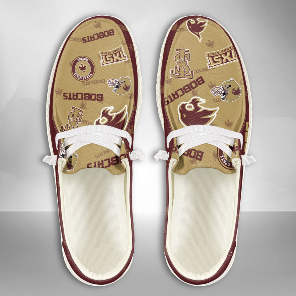 JWFancy NCAA Texas State Bobcats Hey Dude Shoes Wally Men's Lace Up Loafers Comfortable For Men And Women