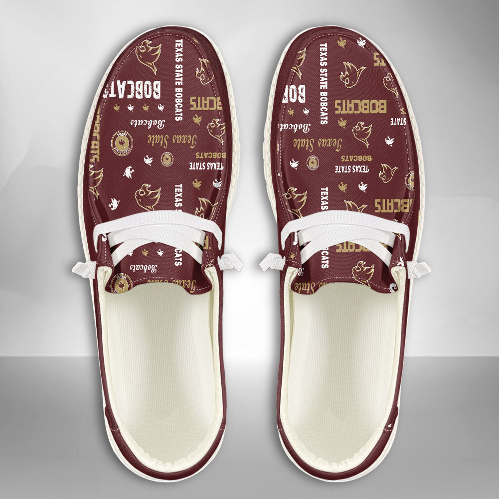 JWFancy NCAA Texas State Bobcats Hey Dude Shoes Wally Men's Lace Up Loafers Comfortable For Men And Women