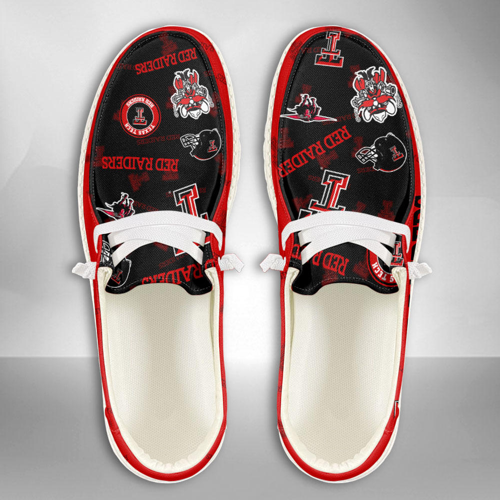 JWFancy NCAA Texas Tech Red Raiders Hey Dude Shoes Wally Men's Lace Up Loafers Comfortable For Men And Women
