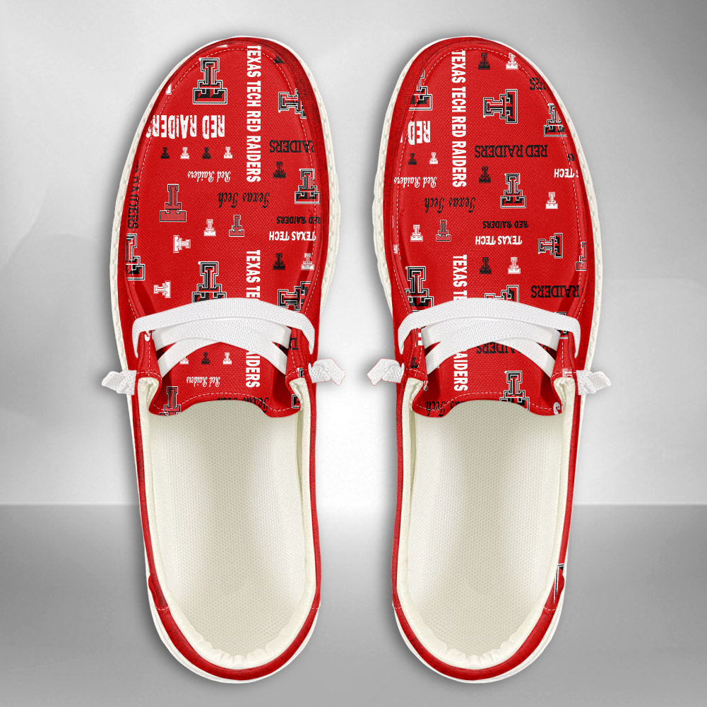 JWFancy NCAA Texas Tech Red Raiders Hey Dude Shoes Wally Men's Lace Up Loafers Comfortable For Men And Women