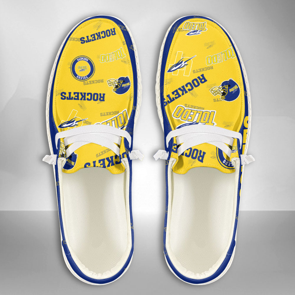 JWFancy NCAA Toledo Rockets Hey Dude Shoes Wally Men's Lace Up Loafers Comfortable For Men And Women
