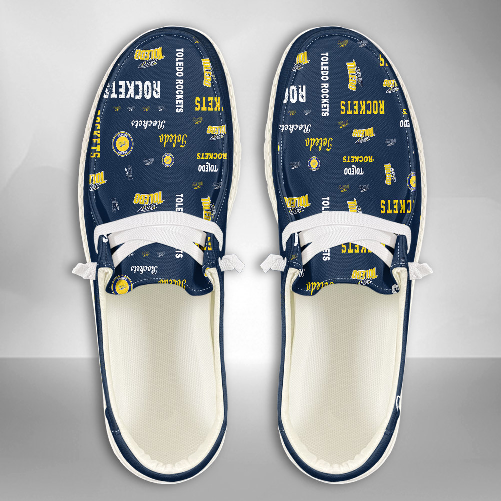JWFancy NCAA Toledo Rockets Hey Dude Shoes Wally Men's Lace Up Loafers Comfortable For Men And Women