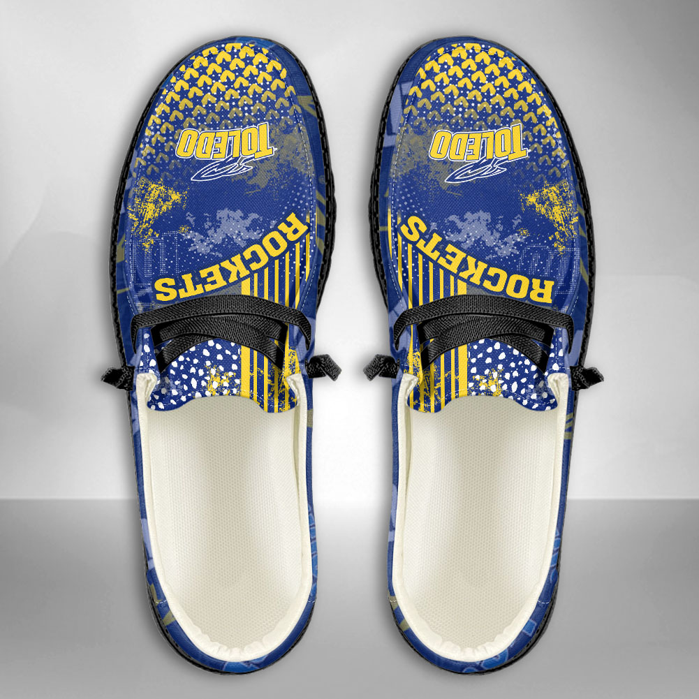 JWFancy NCAA Toledo Rockets Hey Dude Shoes Wally Men's Lace Up Loafers Comfortable For Men And Women