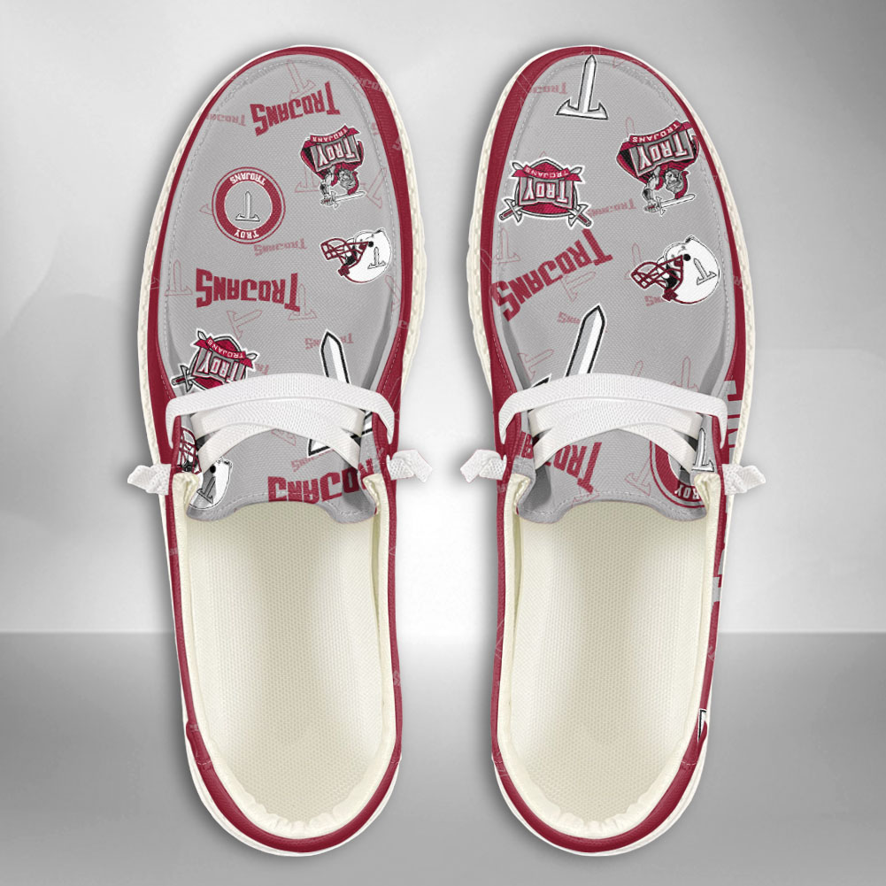 JWFancy NCAA Troy Trojans Hey Dude Shoes Wally Men's Lace Up Loafers Comfortable For Men And Women