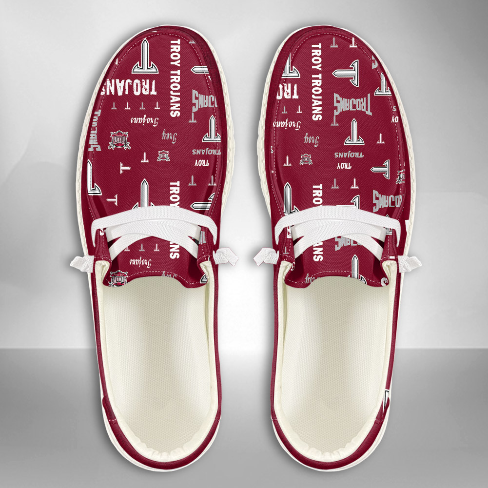 JWFancy NCAA Troy Trojans Hey Dude Shoes Wally Men's Lace Up Loafers Comfortable For Men And Women