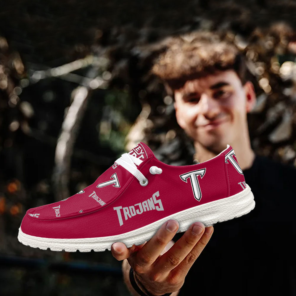 JWFancy NCAA Troy Trojans Hey Dude Shoes Wally Men's Lace Up Loafers Comfortable For Men And Women