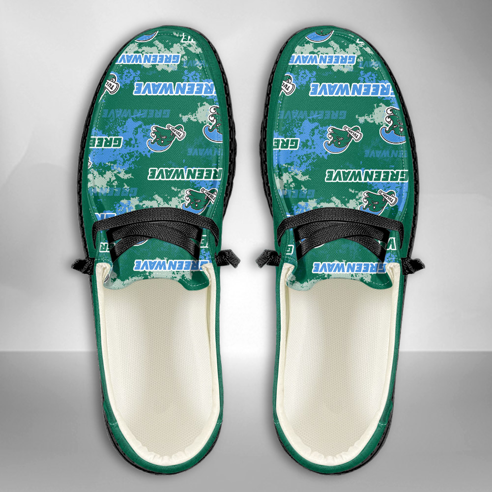 JWFancy NCAA Tulane Green Wave Hey Dude Shoes Wally Men's Lace Up Loafers Comfortable For Men And Women