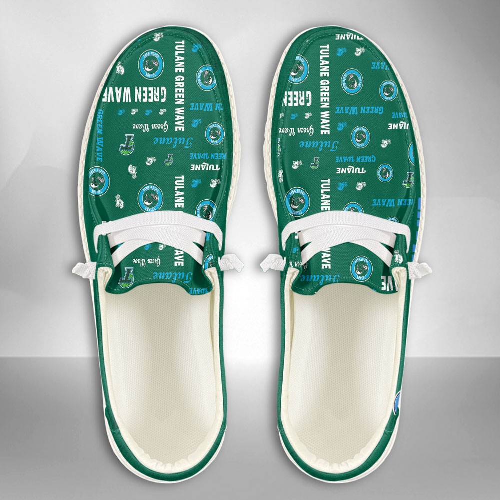 JWFancy NCAA Tulane Green Wave Hey Dude Shoes Wally Men's Lace Up Loafers Comfortable For Men And Women