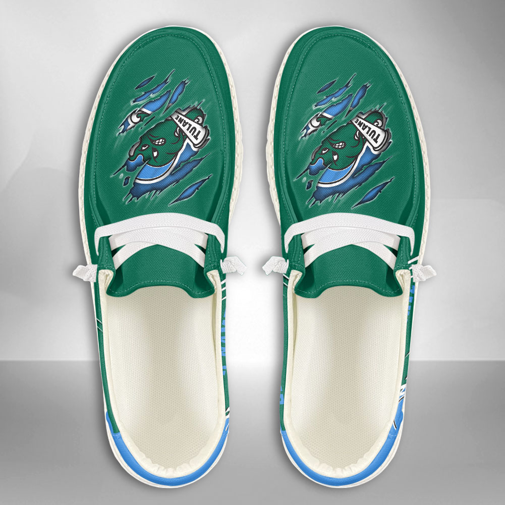 JWFancy NCAA Tulane Green Wave Hey Dude Shoes Wally Men's Lace Up Loafers Comfortable For Men And Women