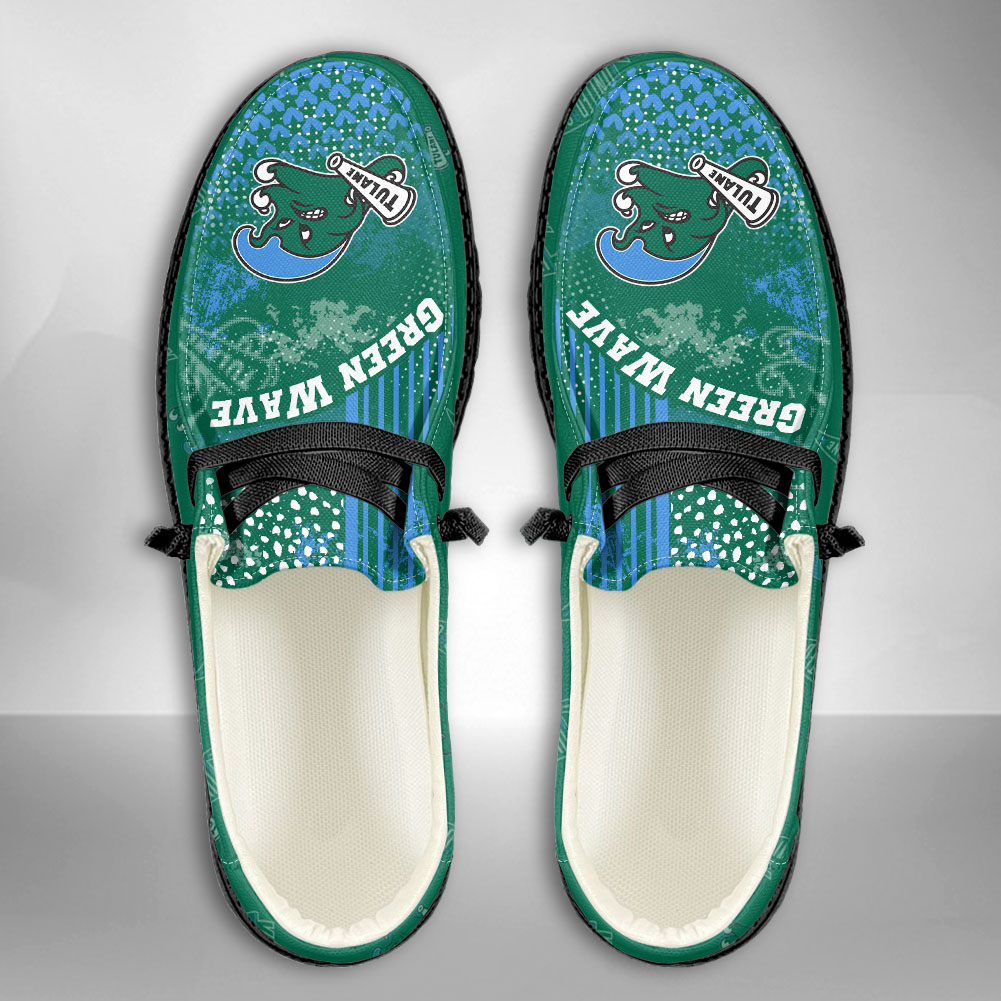 JWFancy NCAA Tulane Green Wave Hey Dude Shoes Wally Men's Lace Up Loafers Comfortable For Men And Women