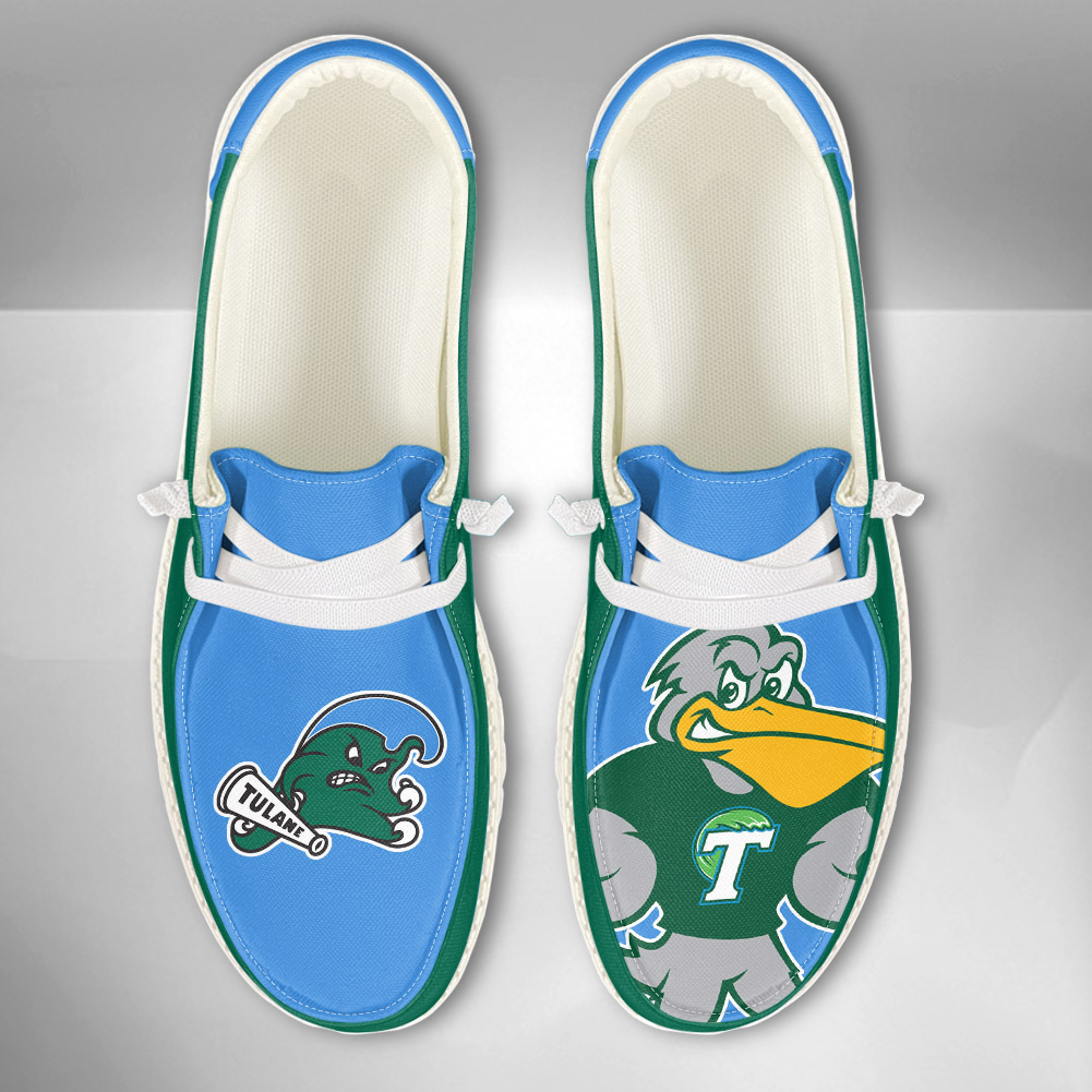 JWFancy NCAA Tulane Green Wave Hey Dude Shoes Wally Men's Lace Up Loafers Comfortable For Men And Women