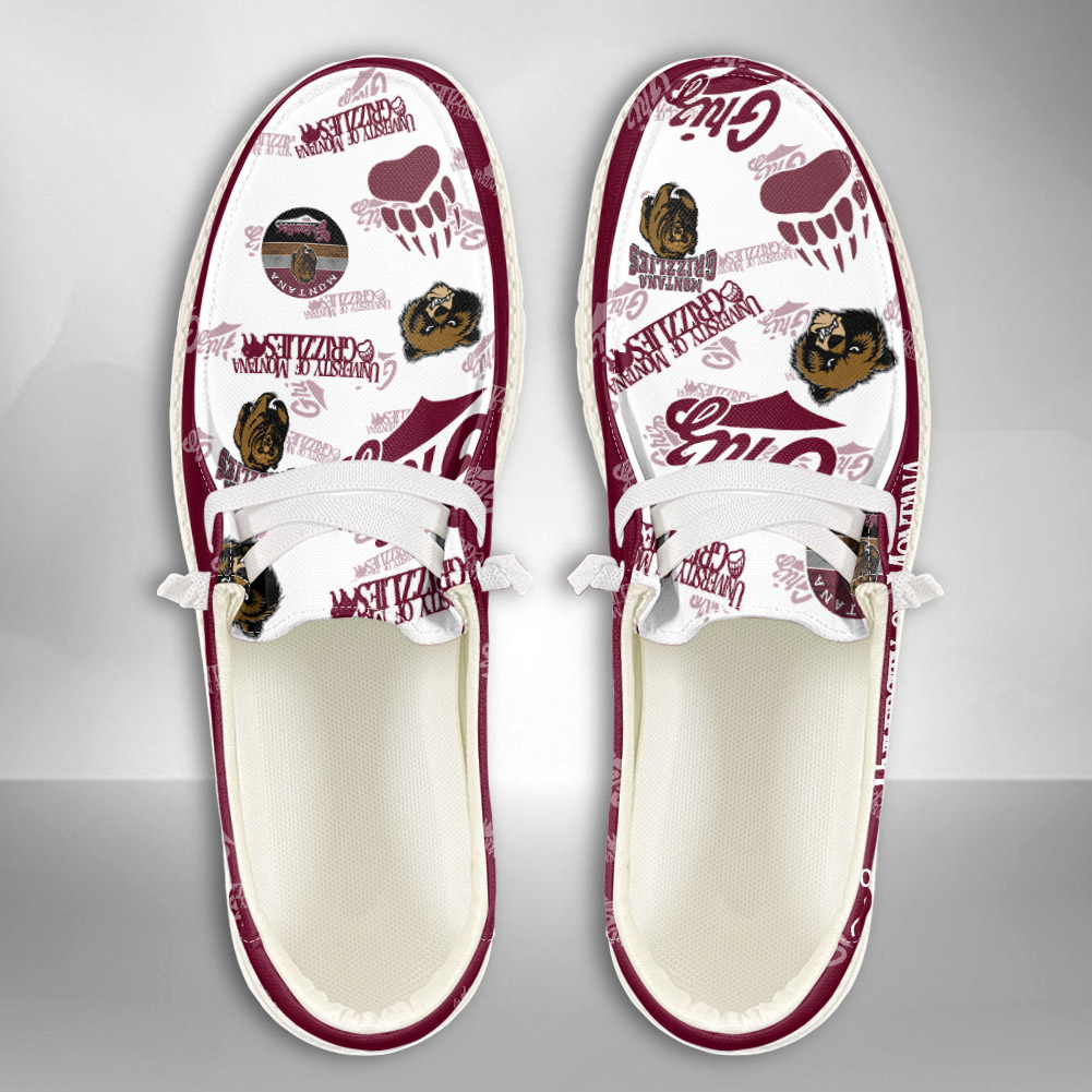 JWFancy NCAA U of Montana Grizzlies Hey Dude Shoes Wally Men's Lace Up Loafers Comfortable For Men And Women