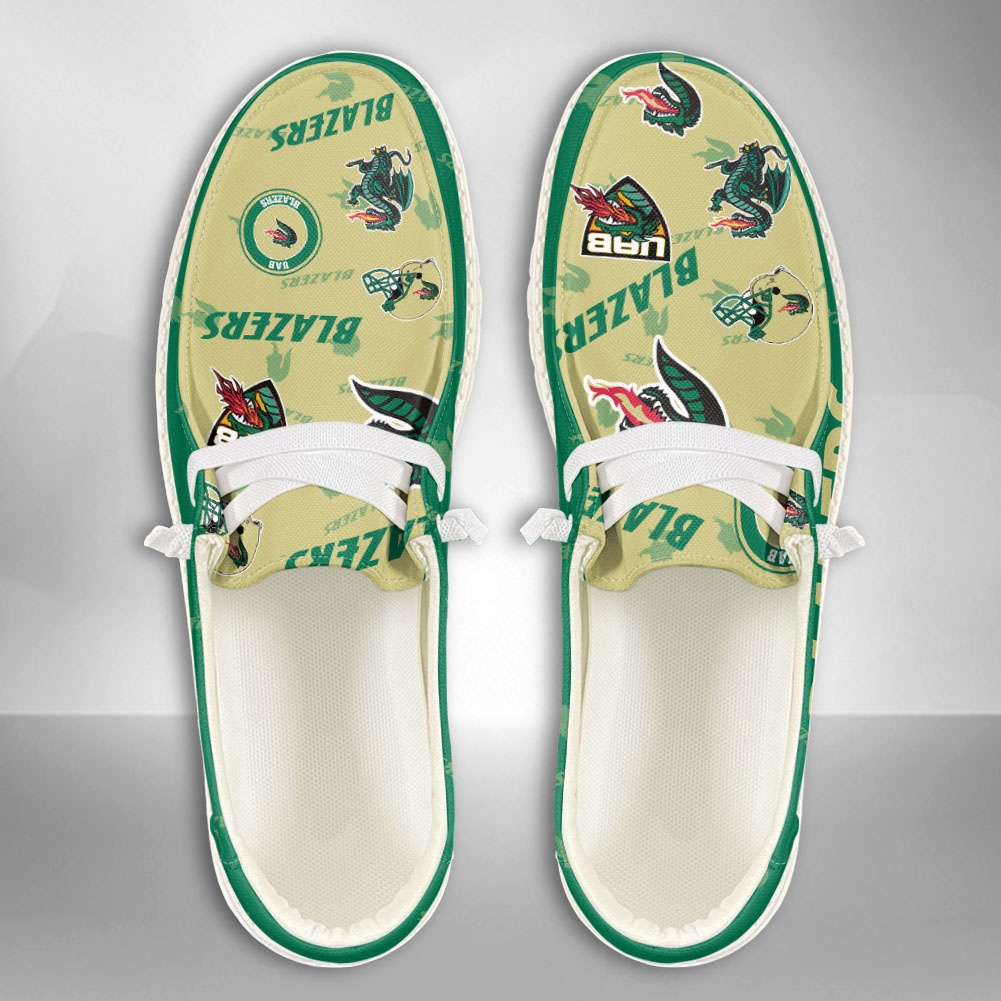 JWFancy NCAA UAB Blazers Hey Dude Shoes Wally Men's Lace Up Loafers Comfortable For Men And Women