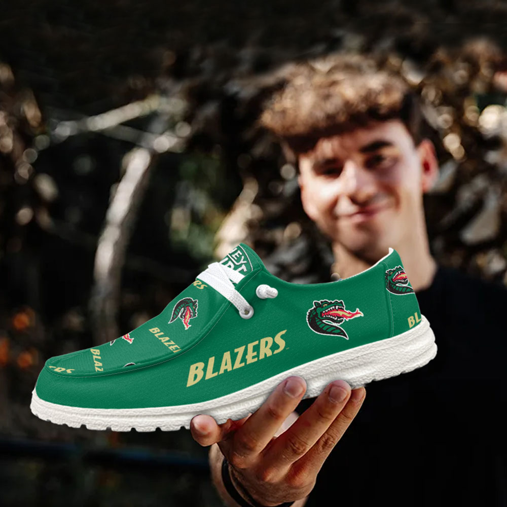 JWFancy NCAA UAB Blazers Hey Dude Shoes Wally Men's Lace Up Loafers Comfortable For Men And Women