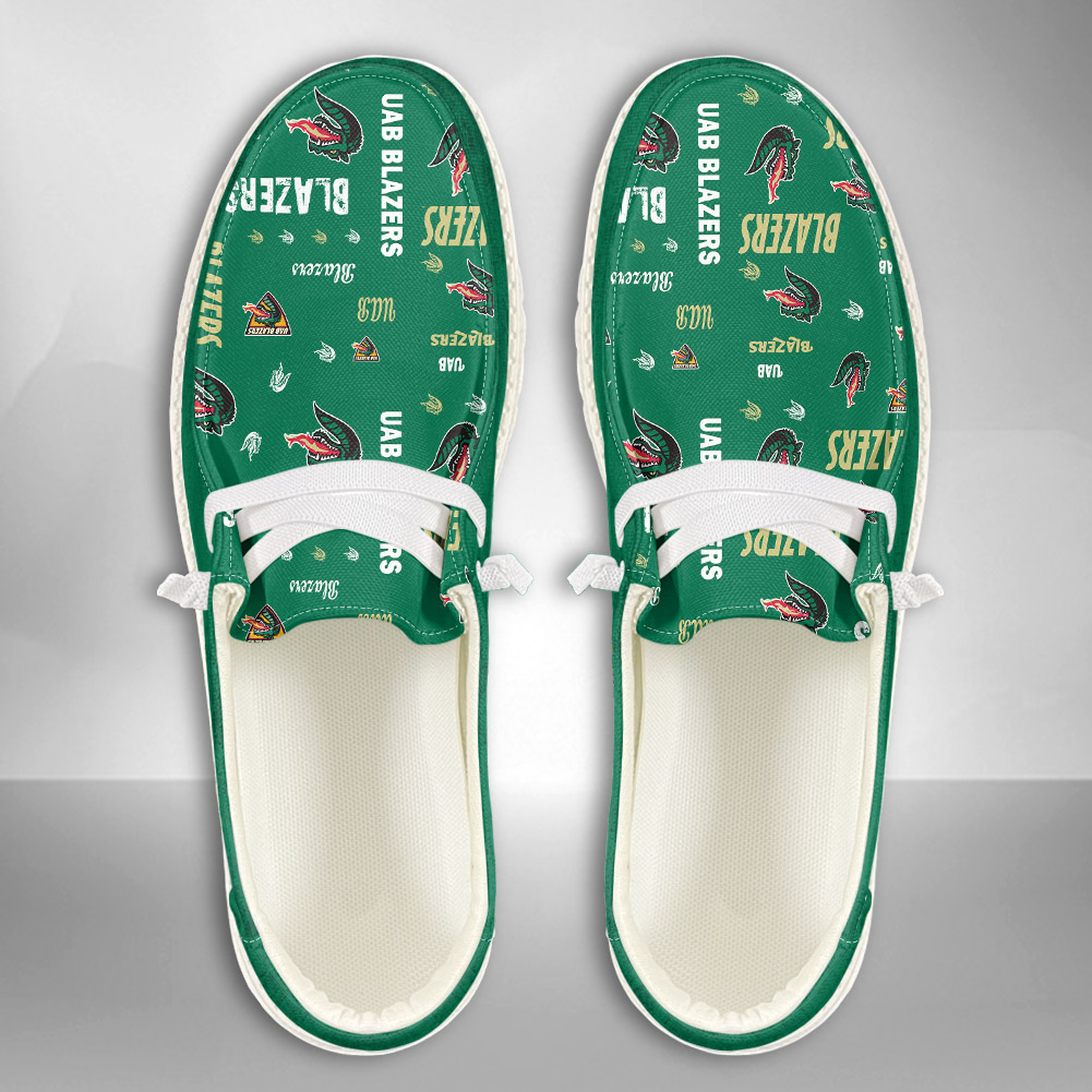JWFancy NCAA UAB Blazers Hey Dude Shoes Wally Men's Lace Up Loafers Comfortable For Men And Women