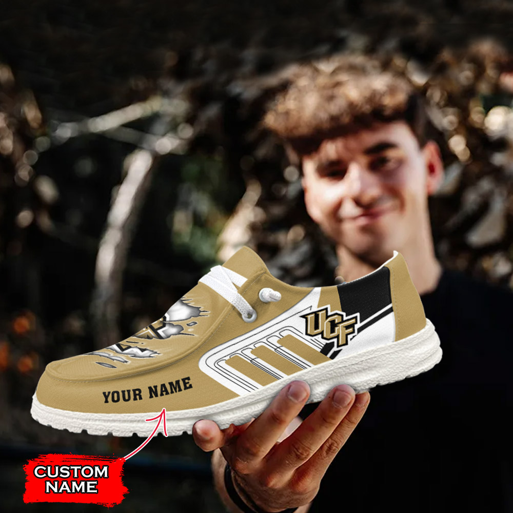 JWFancy NCAA UCF Knights Hey Dude Shoes Wally Men's Lace Up Loafers Comfortable For Men And Women