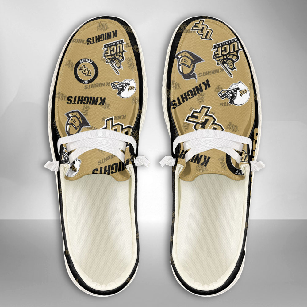 JWFancy NCAA UCF Knights Hey Dude Shoes Wally Men's Lace Up Loafers Comfortable For Men And Women