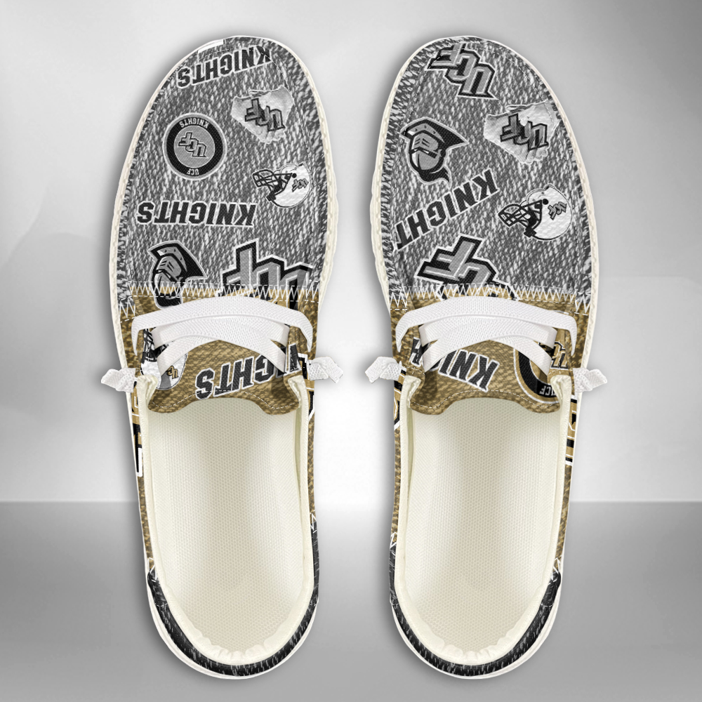 JWFancy NCAA UCF Knights Hey Dude Shoes Wally Men's Lace Up Loafers Comfortable For Men And Women