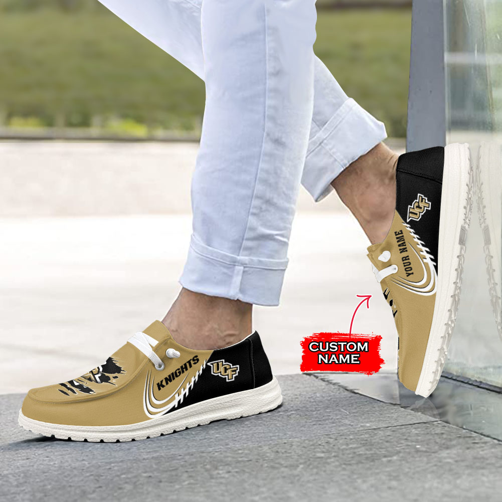 JWFancy NCAA UCF Knights Hey Dude Shoes Wally Men's Lace Up Loafers Comfortable For Men And Women