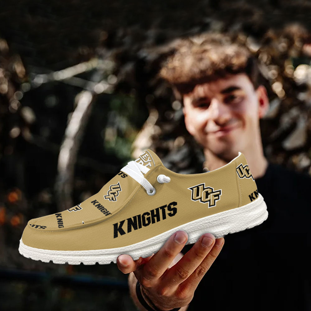 JWFancy NCAA UCF Knights Hey Dude Shoes Wally Men's Lace Up Loafers Comfortable For Men And Women