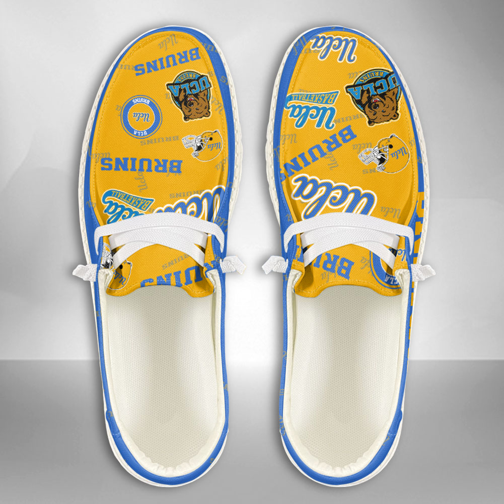 JWFancy NCAA UCLA Bruins Hey Dude Shoes Wally Men's Lace Up Loafers Comfortable For Men And Women