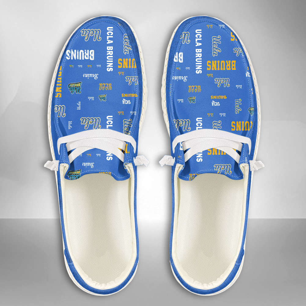 JWFancy NCAA UCLA Bruins Hey Dude Shoes Wally Men's Lace Up Loafers Comfortable For Men And Women