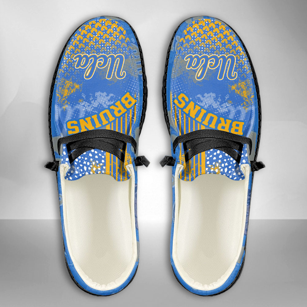 JWFancy NCAA UCLA Bruins Hey Dude Shoes Wally Men's Lace Up Loafers Comfortable For Men And Women