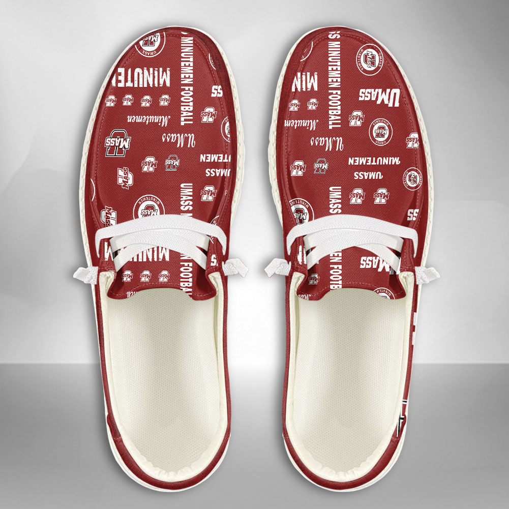 JWFancy NCAA UMass Minutemen football Hey Dude Shoes Wally Men's Lace Up Loafers Comfortable For Men And Women