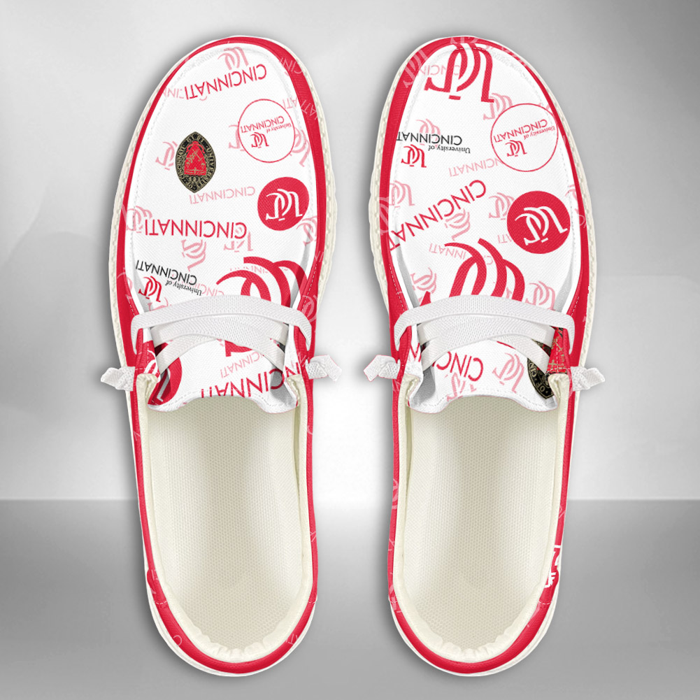 JWFancy NCAA University of Cincinnati Hey Dude Shoes Wally Men's Lace Up Loafers Comfortable For Men And Women