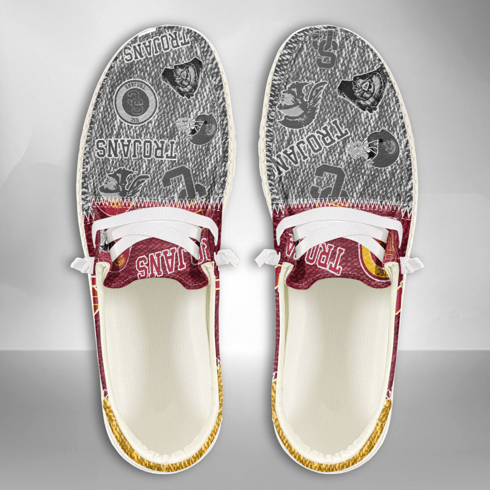 JWFancy NCAA USC Trojans Hey Dude Shoes Wally Men's Lace Up Loafers Comfortable For Men And Women