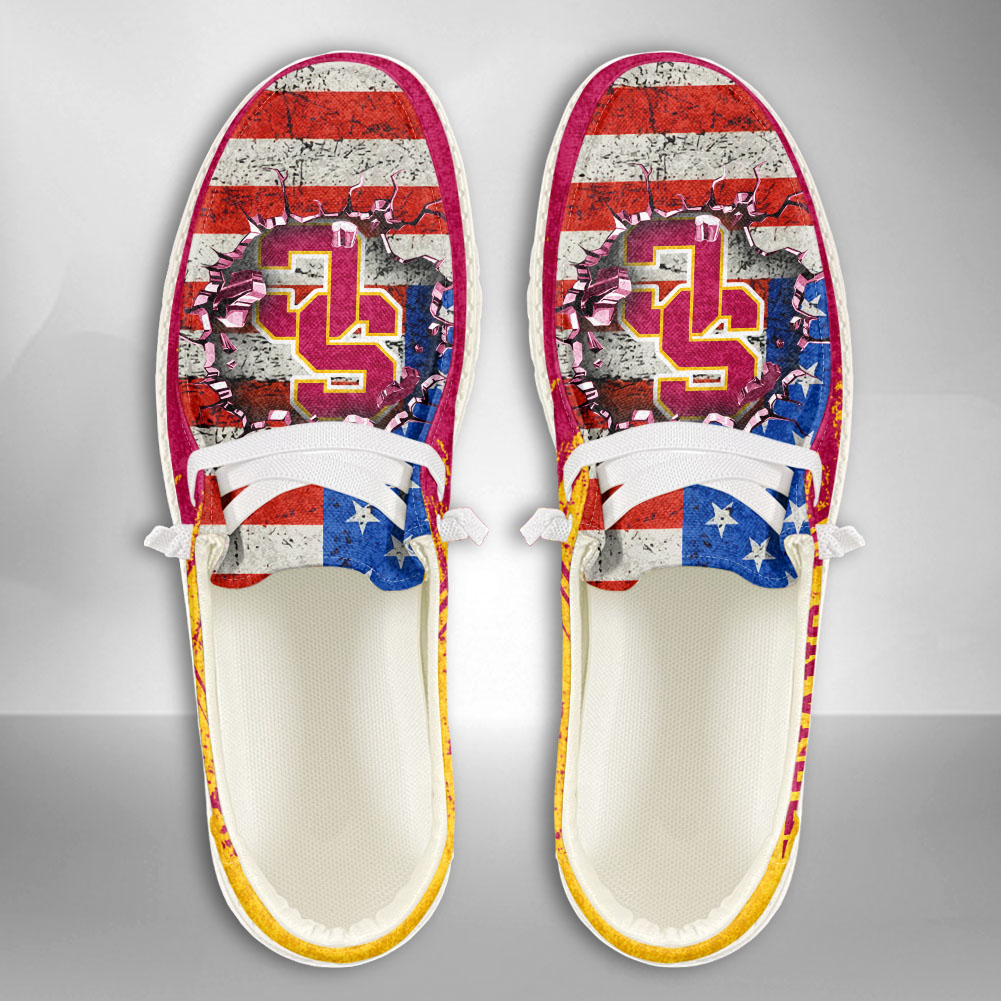 JWFancy NCAA USC Trojans Hey Dude Shoes Wally Men's Lace Up Loafers Comfortable For Men And Women
