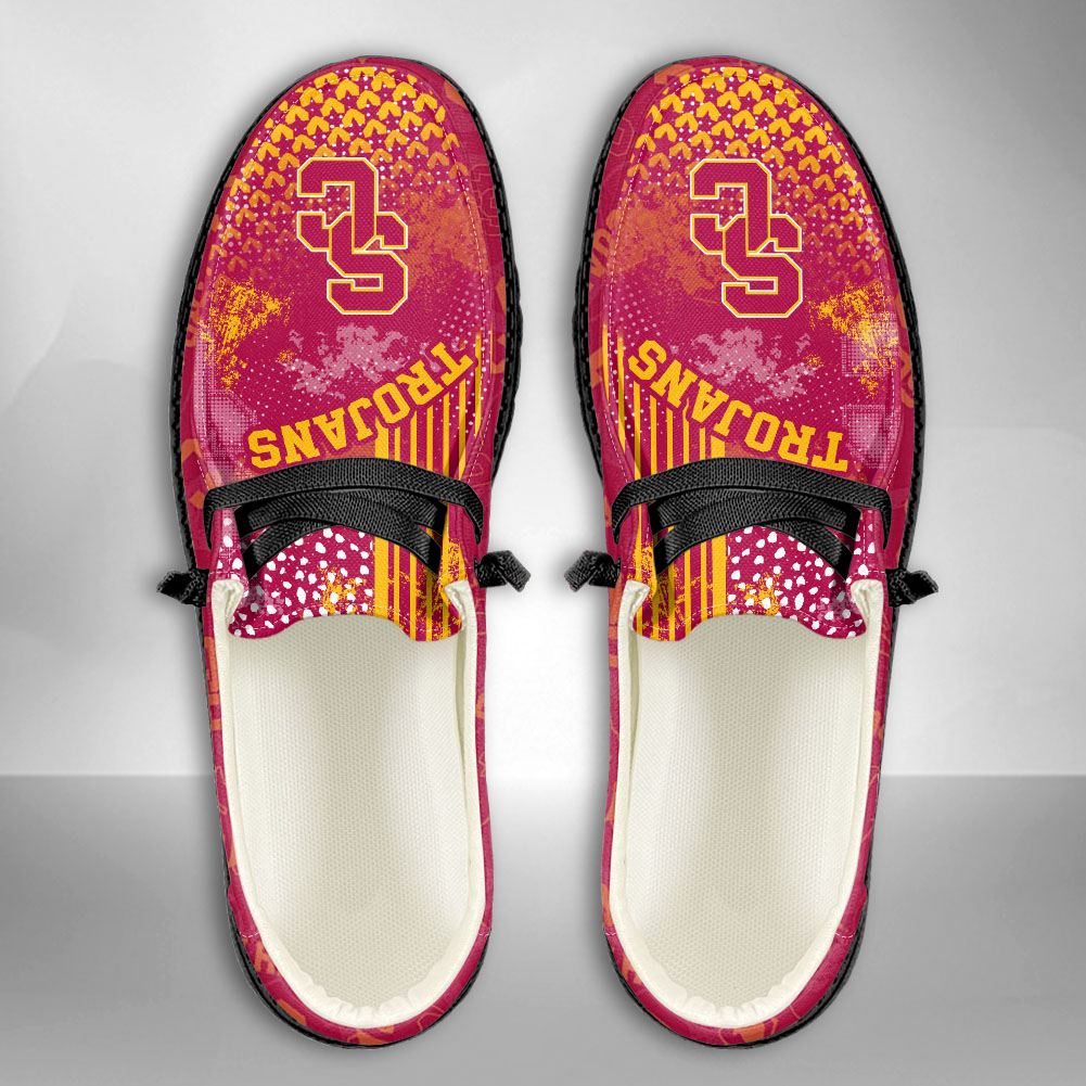 JWFancy NCAA USC Trojans Hey Dude Shoes Wally Men's Lace Up Loafers Comfortable For Men And Women